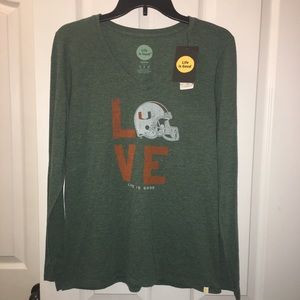 NWT Ladies Life is Good Miami Hurricanes Shirt